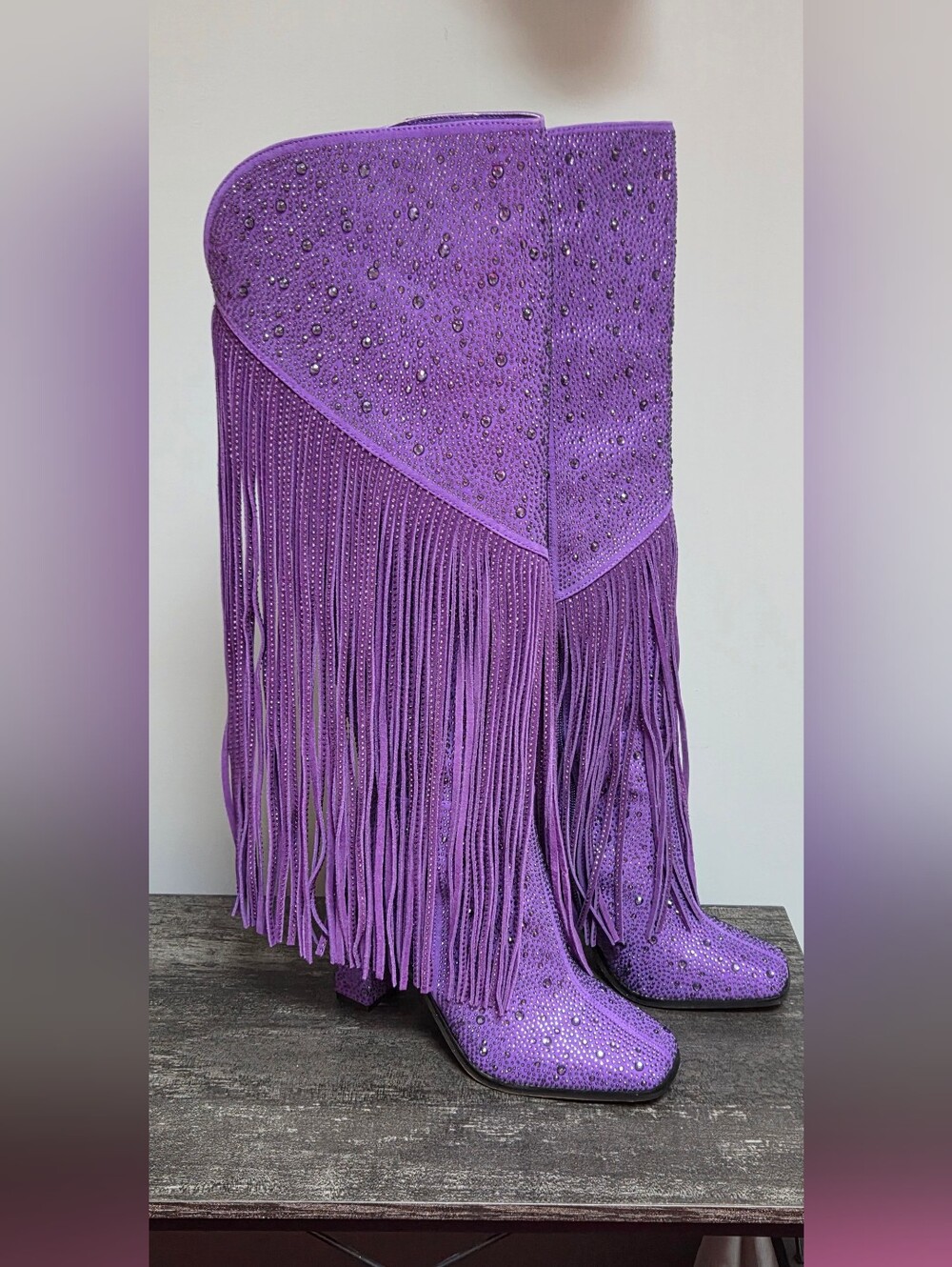 Jessica Simpson Purple Fringe Rhinestone Western Boots
